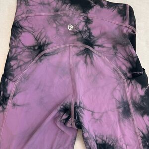 Lululemon Power Thru High-Rise Tight Purple Tie Dye Athletic Leggings, size 6
